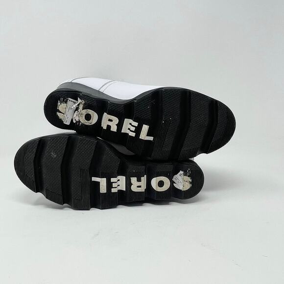 Sorel Uptown Chelsea Womens 9 White Leather w/Black Wedge Ankle Boot Snow - Picture 10 of 10